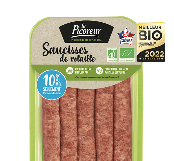 meilleure produit bio 2022, saucisses de volaille