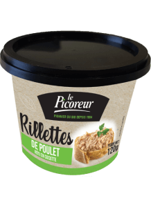 Rillettes de poulet bio roti en cocotte - Le Picoreur