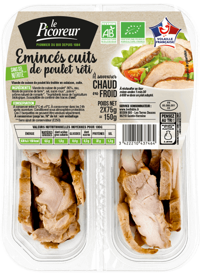 Eminces de poulet roti bio - Le Picoreur